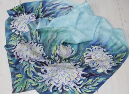 шарф Хризантемы батик 200х50 см жаккард кракле